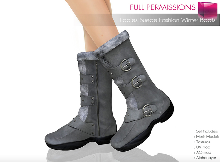 Full Perm Rigged Mesh Ladies Suede Fashion Winter Boots