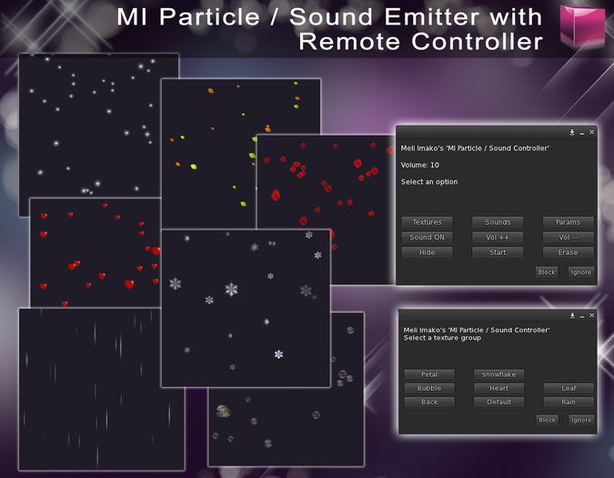MI Particle / Sound Emitter with Remote Controller – Snow Maker, Rain Maker, Falling Leaves, Falling Hearts, Add Yours..