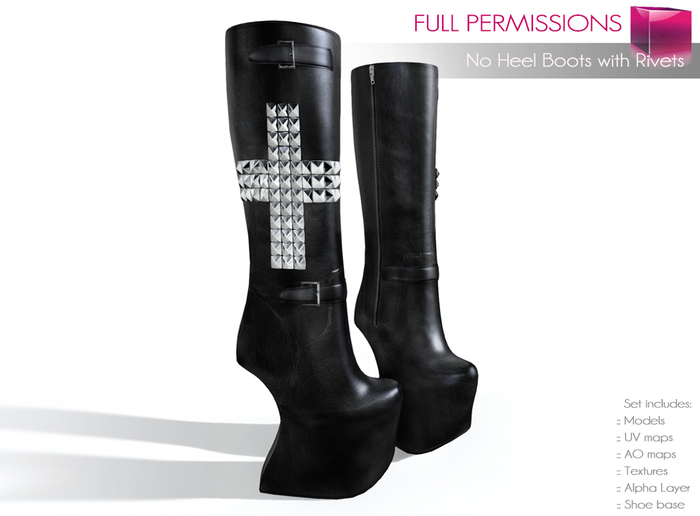 Full Perm Mesh No Heel Boots with Rivets