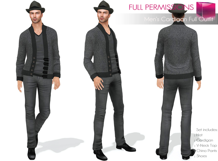 Full Perm Mesh Outfit Set – Mens Cardigan Outfit