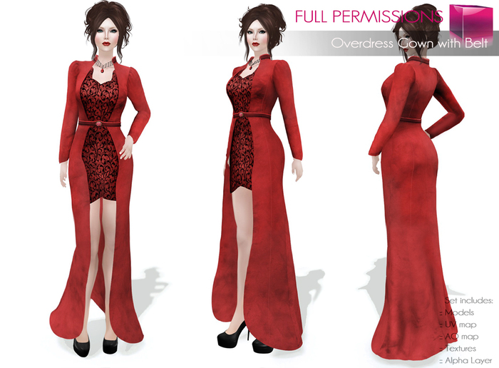 Full Perm Rigged Mesh Overdress Gown with Belt