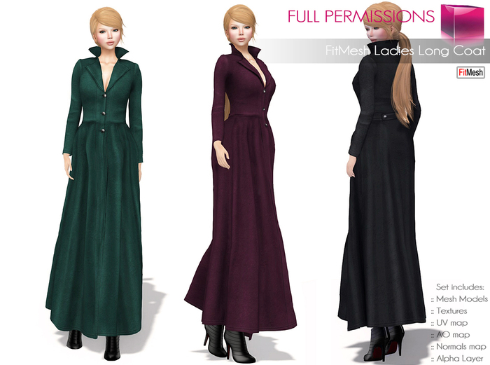 https://marketplace.secondlife.com/p/Full-Perm-Rigged-Mesh-and-FitMesh-Ladies-Long-Coat/5779812?