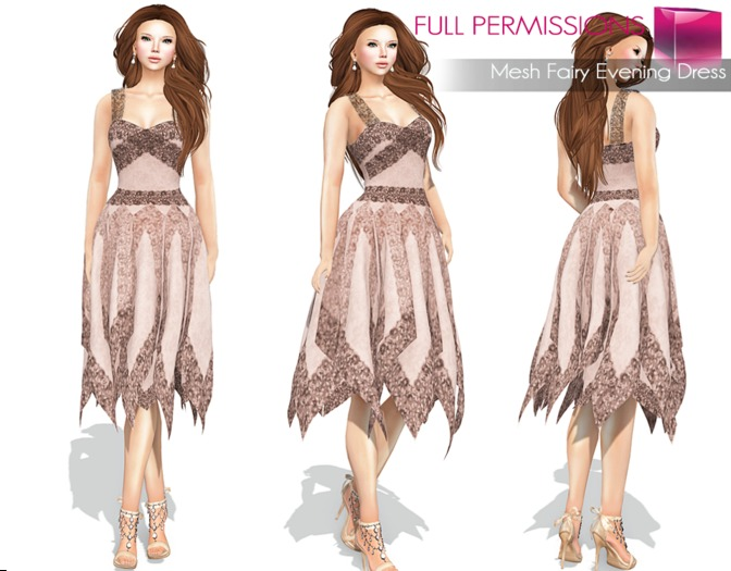 Full Perm Fitmesh and Rigged Mesh Fairy Evening Dress