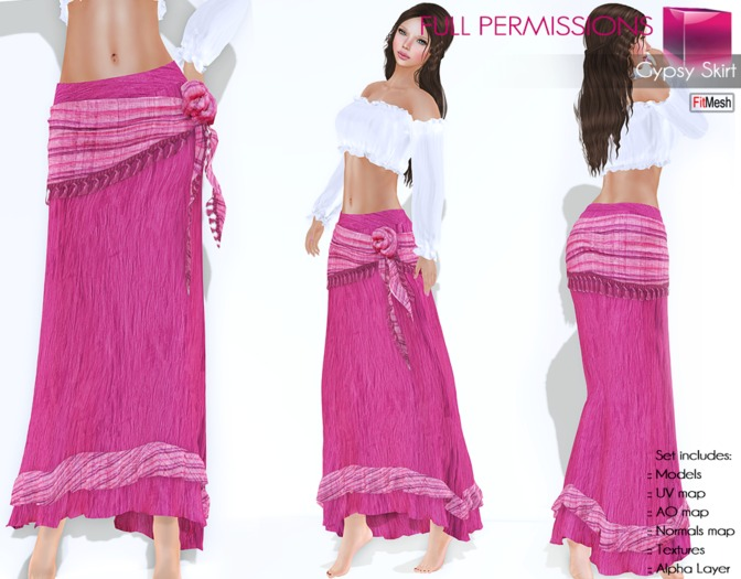 Full Perm Rigged Mesh and Fitmesh Gypsy Skirt