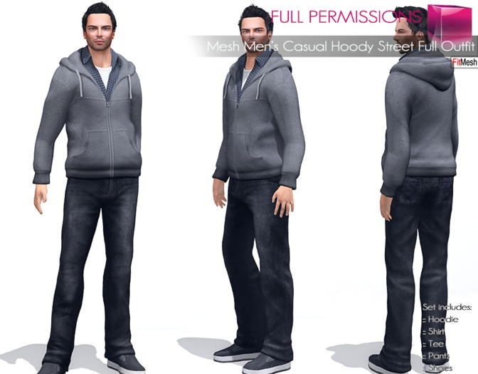 Full Perm Rigged Fitmesh and Mesh Men’s Casual Hoody Street Full Outfit