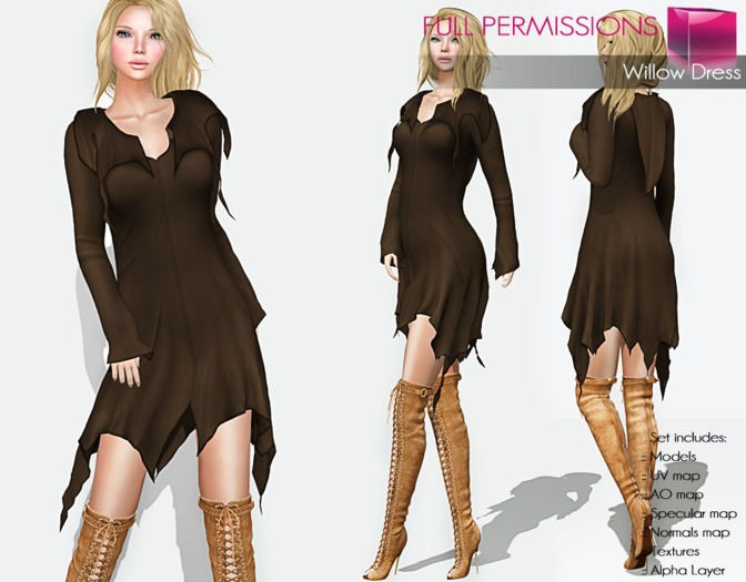 Full Perm Fitmesh and Rigged Mesh Willow Dress