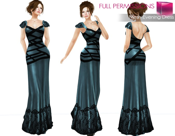 Full Perm Fitmesh and Rigged Mesh Evening Dress