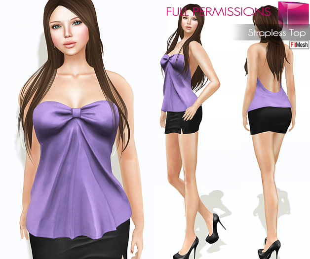 Full Perm Fitmesh adn Rigged Mesh Strapless Top