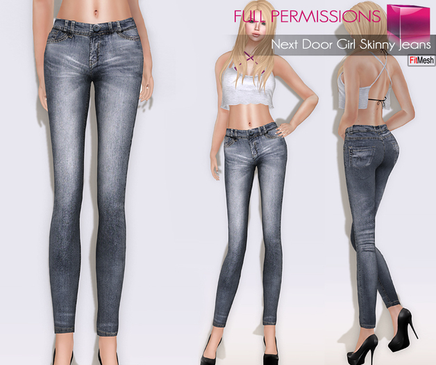 Full Perm Fitmesh and Rigged Mesh Next Door Girl Skinny Jeans