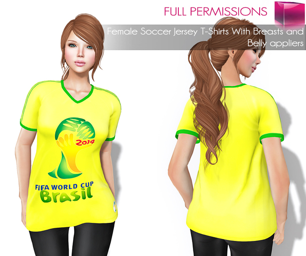 Full Perm Mesh Female Soccer Jersey T-Shirts With Breasts and Belly appliers