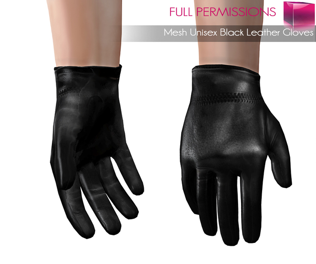 Full Perm Mesh Unisex Black Leather Gloves