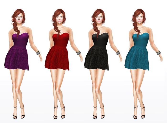 Full Perm Fitmesh and Rigged Mesh Strapless Little Black Dress