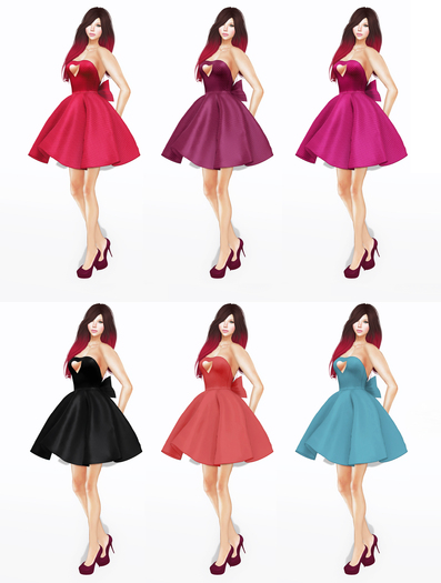 Full Perm Fitmesh and Rigged Mesh Strapless Heart Cut front Sweetheart Dress