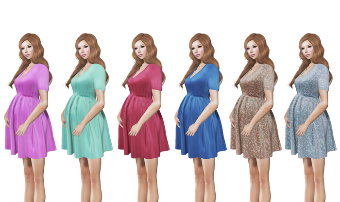 Full Perm Fitmesh and Rigged Mesh Maternity Summer Dress