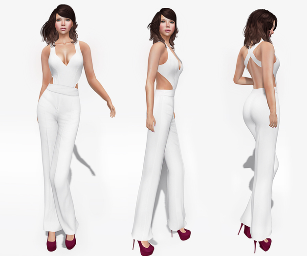 Full Perm Fitmesh and Rigged Mesh Cross Back Pants Jumpsuit