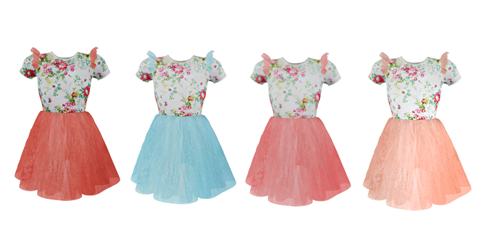 Full Perm Rigged Mesh Summer Tulle Dress For Kids Avatars