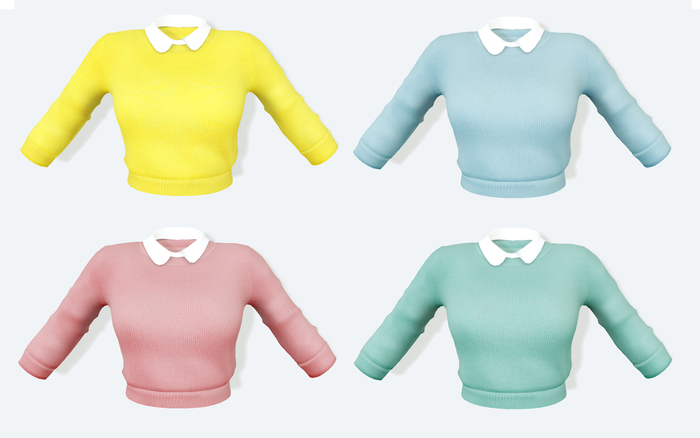 MI Rigged Mesh Girls’ Crop Sweater with Collar
