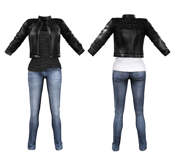 MI Rigged Mesh Women’s Leather Jacket Trend Outfit – Outfit, Shoes And Necklace