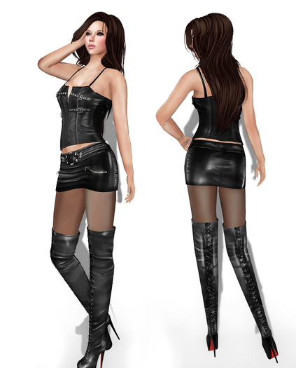 MI Rigged Mesh Leather Tank with Straps and Buckles
