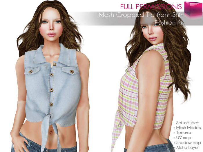 SALE Only 30L During The Weekend, Hurry! Full Perm Rigged Mesh Cropped Tie-front Shirt – Fashion Kit