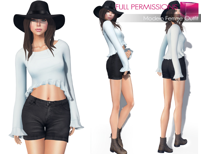 MI Rigged Mesh Modern Femme Outfit – Sweater and Shorts