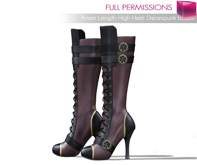 Weekend Sale!!! Hurry 100 L$!!! Meli Imako Full Perm Mesh Knee Length High Heel Steampunk Boots