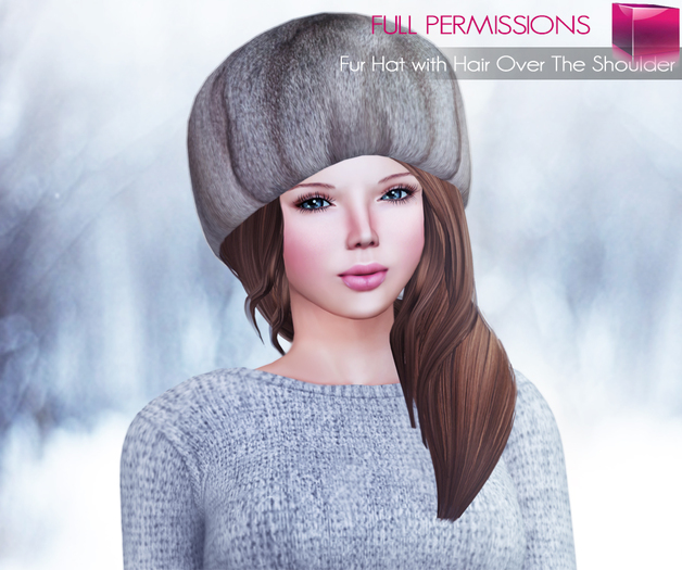 Meli Imako Full Perm Mesh Fur Hat with Hair Over the Shoulder