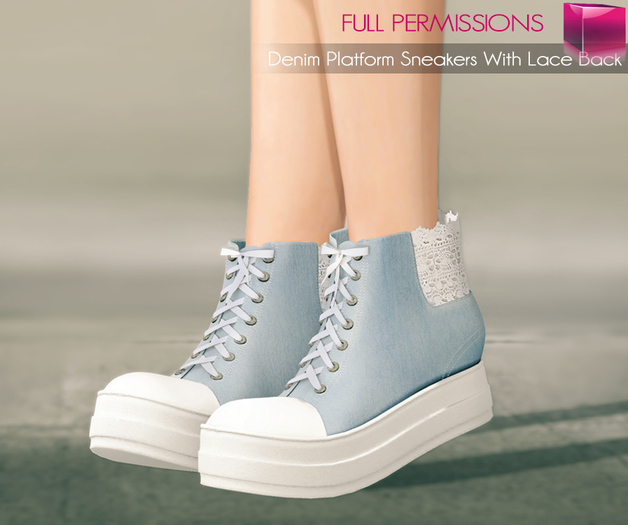 SALE %60 OFF DURING WEEKEND!!! Meli Imako Full Perm Mesh Denim Platform Sneakers With Lace Back