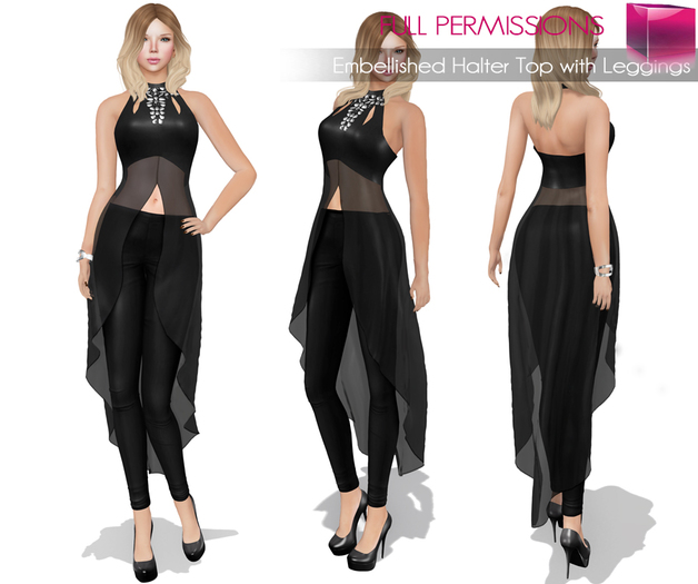SAVE BIG %70 OFF DURING WEEKEND! Meli Imako Full Perm Mesh Embellished Halter Top with Leggings – FITMESH, MESH BODIES AND CLASSIC