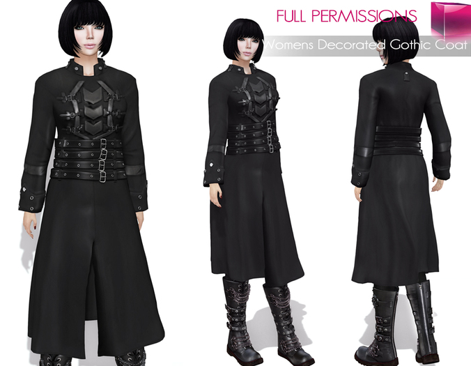 Meli Imako Full Perm Mesh Women’s Decorated Gothic Coat