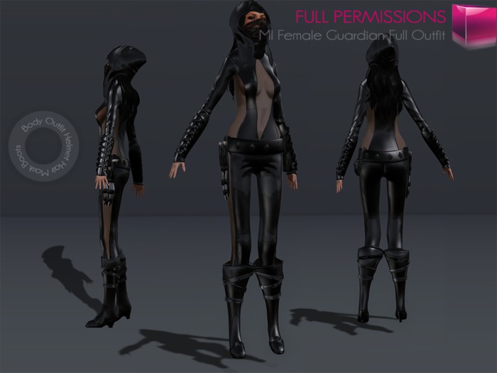 Full Perm Rigged Mesh Female Guardian Full Outfit Body+Suit+Weapons+Helmet+Hair+Face Mask+Boots