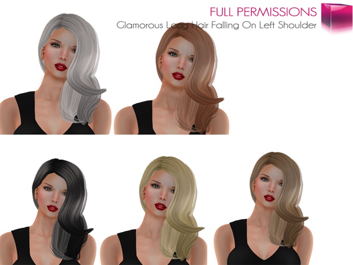 SAVE %60 DURING WEEKEND ONLY 100L Rigged Mesh Glamorous Long Hair Falling On Left Shoulder