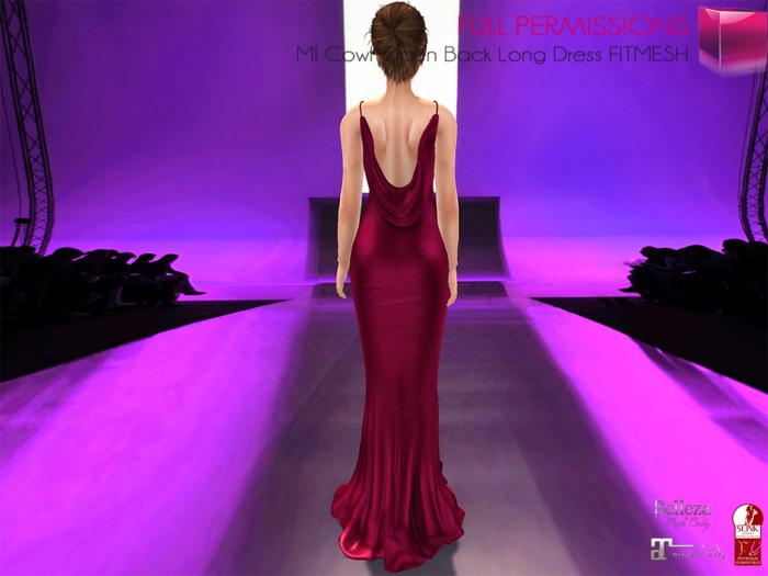 Full Perm MI Cowl Open Back Long Dress FITMESH – Slink – Maitreya – Belleza – Classic