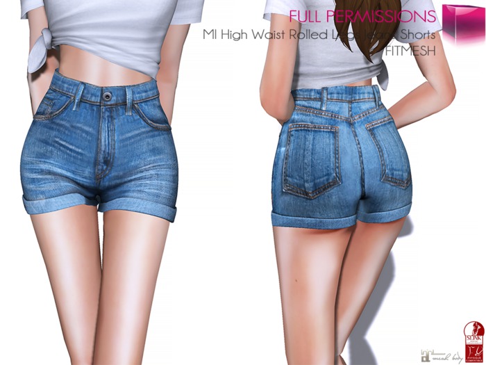 Full Perm MI High Waist Rolled Legs Jeans Shorts FITMESH – Slink – Maitreya