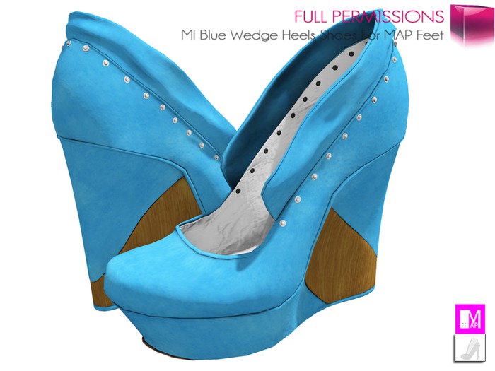 Full Perm MI Mesh Blue Wedge Heels Shoes For MAP Feet