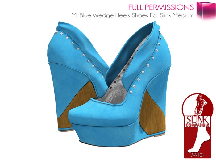 Full Perm Rigged Blue Wedge Heels Shoes For Slink Medium
