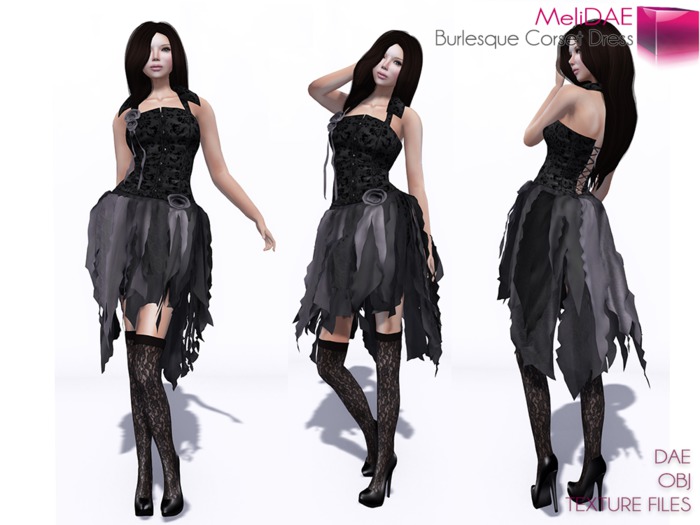 Dae Obj and Texture Files for Burlesque Corset Dress