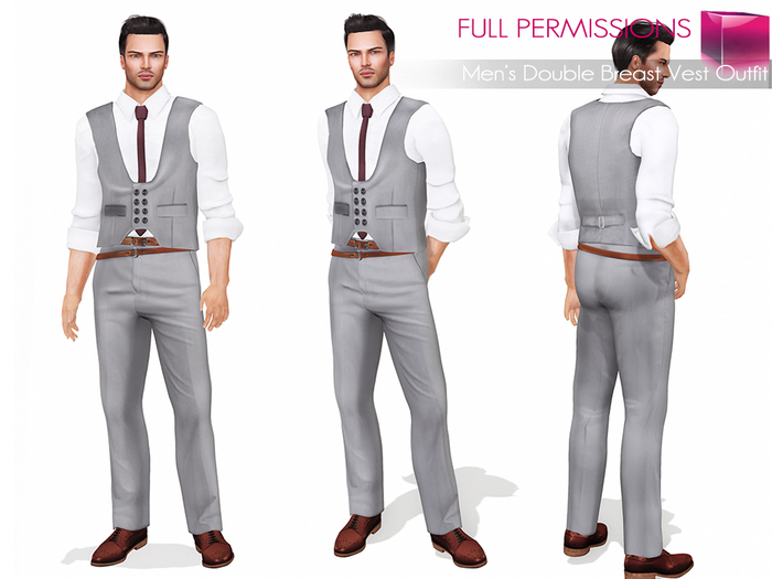 Full Perm MI Mens Double Breast Vest Outfit