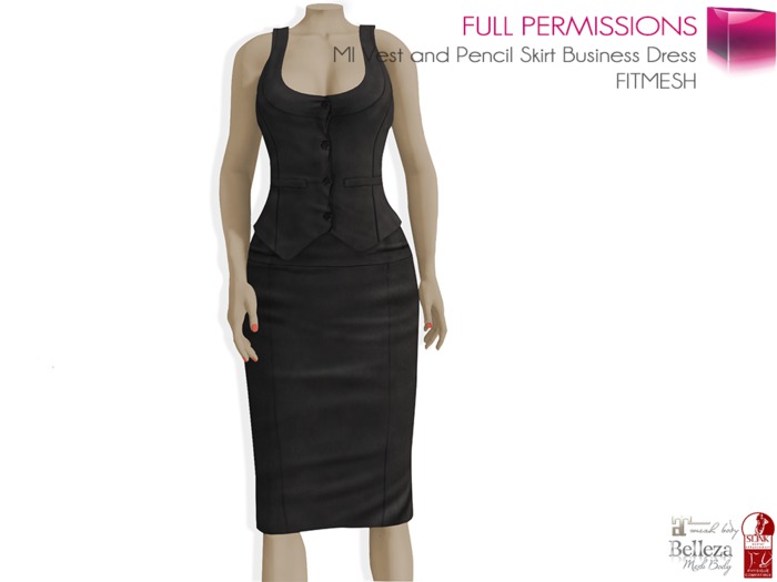 WEEKEND SALE, Only 100L During Weekend MI Vest and Pencil Skirt Business Dress FITMESH – Slink – Maitreya – Belleza & Classic