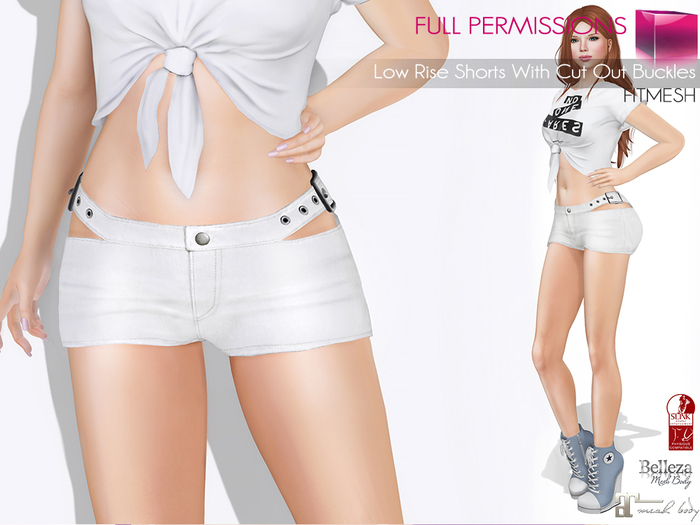Full Perm MI Low Rise Shorts With Cut Out Buckles FITMESH- Slink – Maitreya – Belleza & Classic