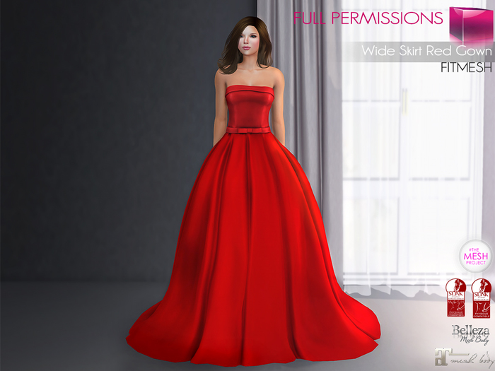 Full Perm MI Wide Skirt Red Gown