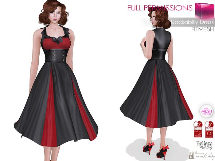 Full Perm MI Rockabilly Dress FITMESH- Slink – Maitreya – Belleza Venus – Slink Hourglass – TMP & Classic
