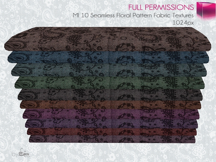 Full Perm MI 10 Seamless Floral Pattern Fabric Textures