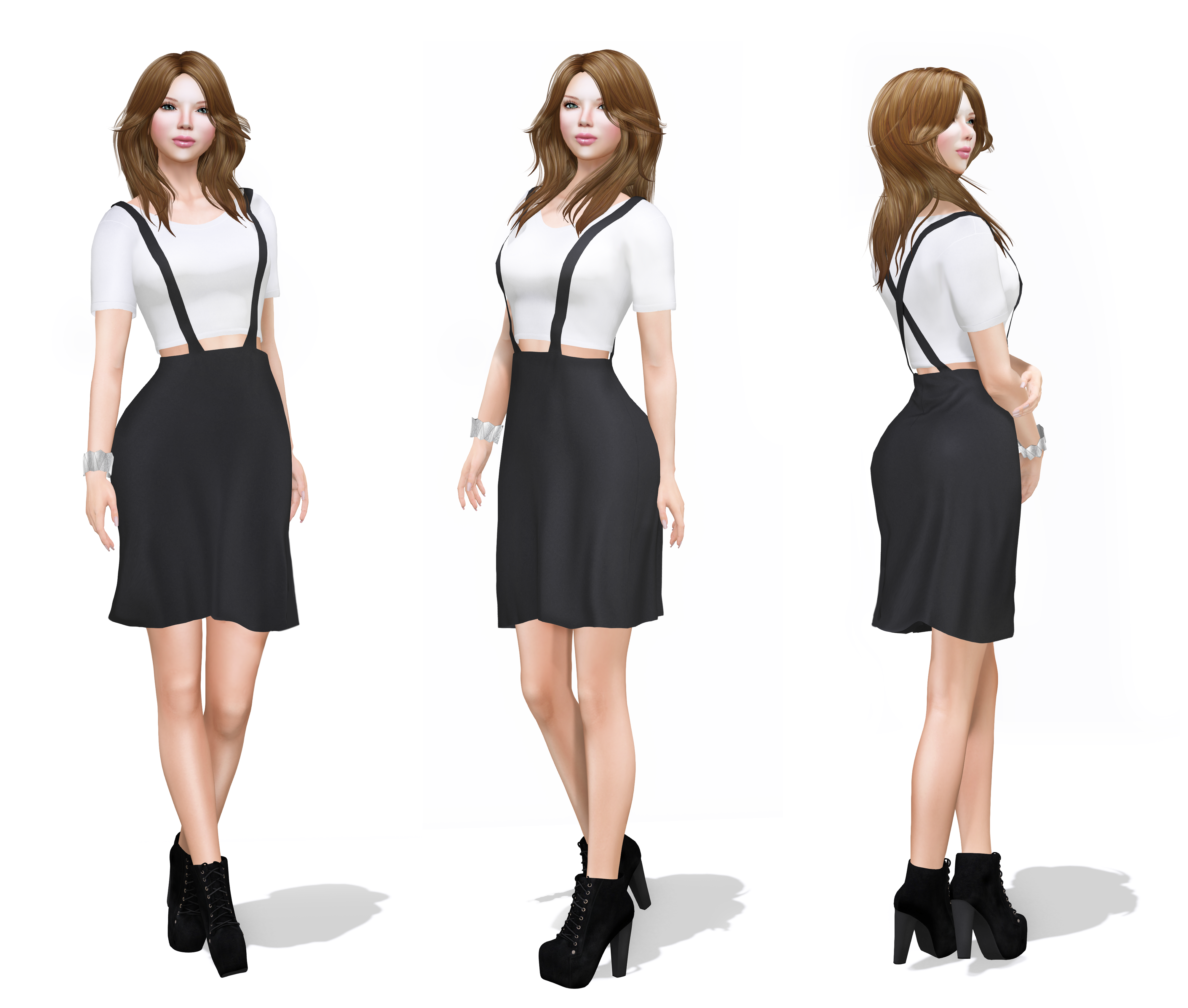 MI Above Knee Overall Flared Skirt Outfit 5 Options