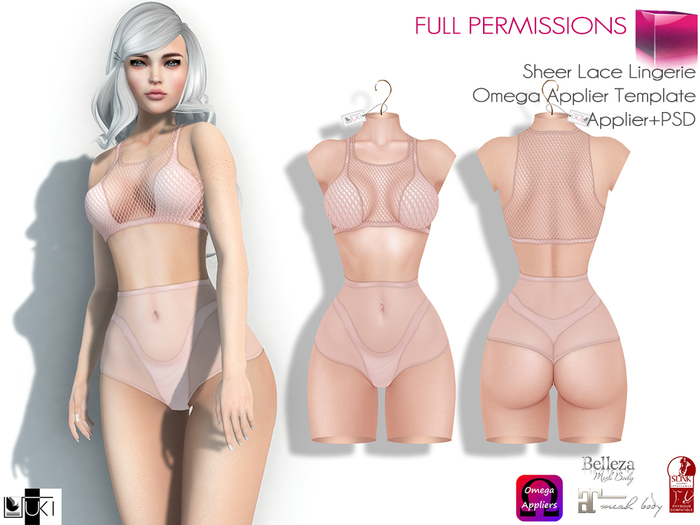 Full Perm MI Sheer Lace Lingerie Omega Applier Template + PSD Template