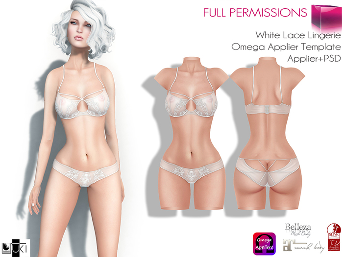 Full Perm MI White Lace Lingerie Omega Applier Template + PSD Template