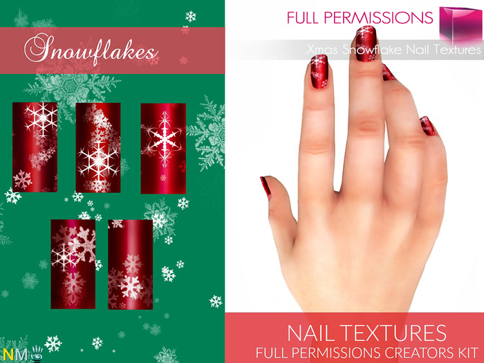 Full Perm MI Xmas Snowflake Nail Textures Creators Kit