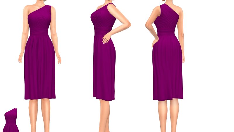 Purple Sheer Effect One Shoulder Dress