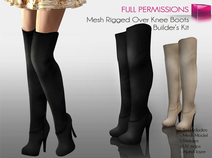 Full Perm Mesh Rigged Over Knee Boots Builder’s Kit