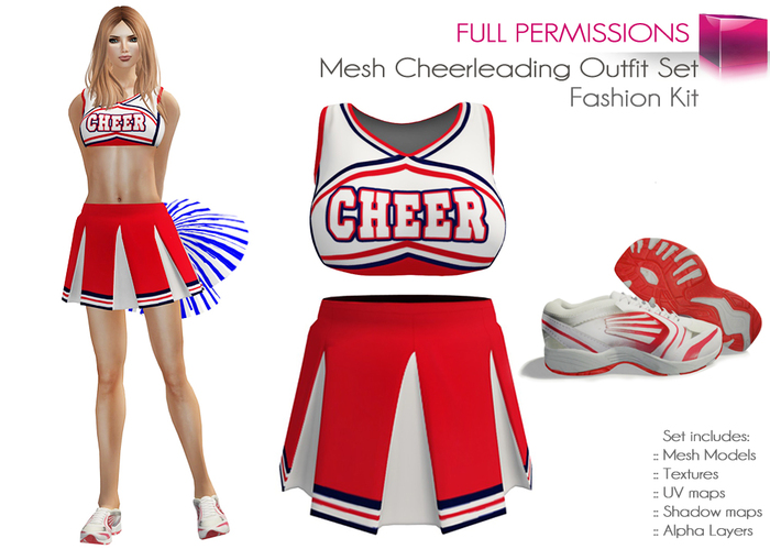 Full Perm Mesh Female Cheerleading Costume, Cheerleader Dress, Cheerleading Outfit Set – Fashion Kit